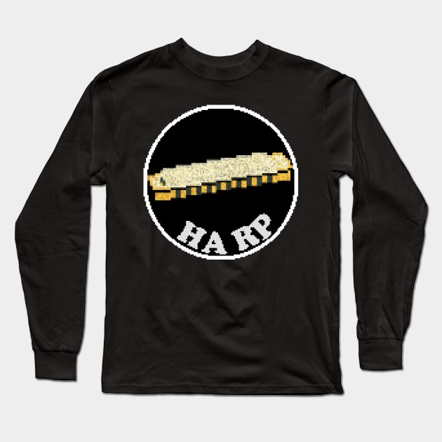 Rock Battle Card Game Harmonica Icon (Blues Harp) Long Sleeve T-Shirt by gkillerb